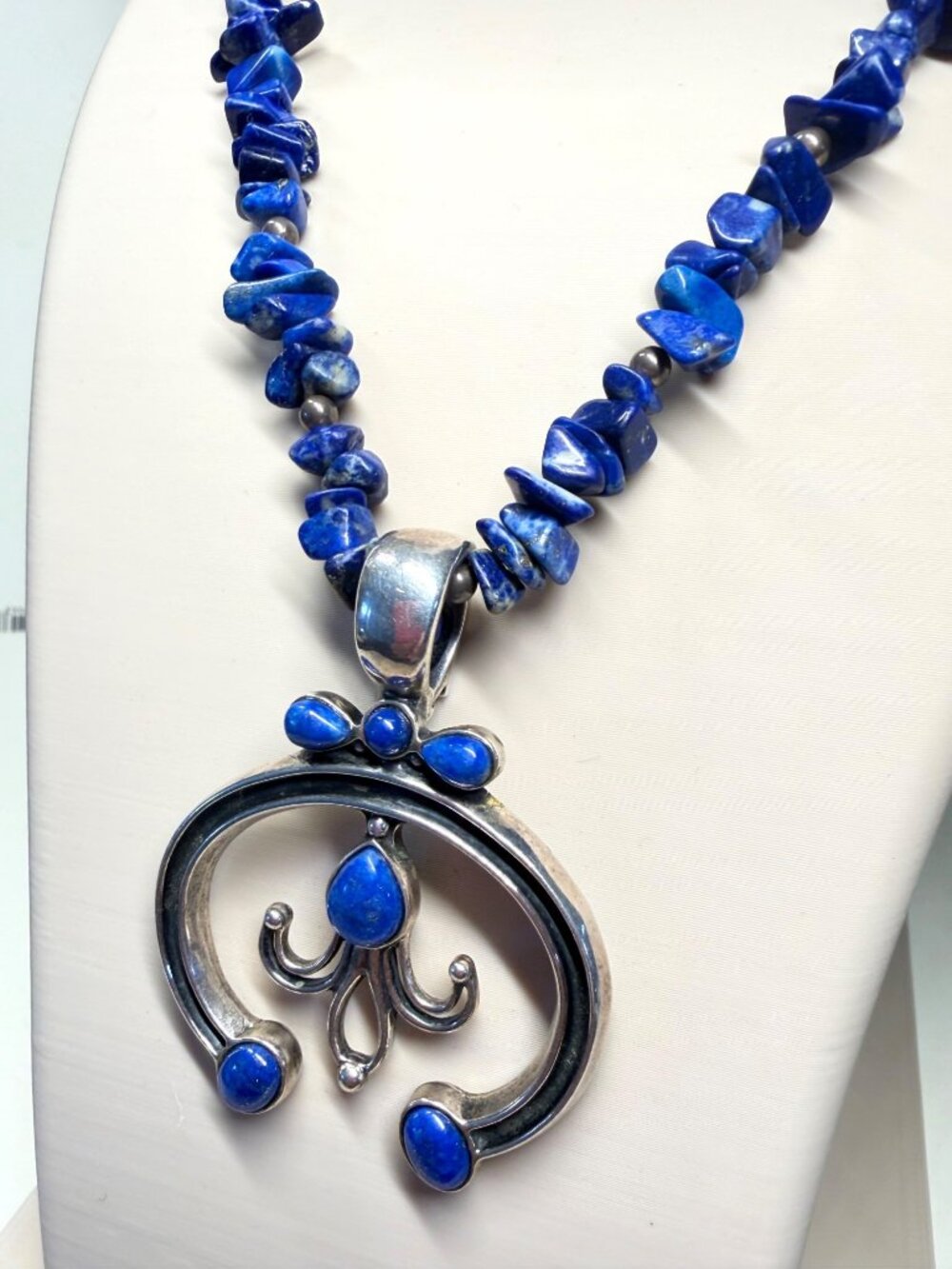 Necklace Relios Carolyn Pollack Sterling Silver Blue Lapis Naja Southwestern 26"